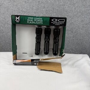 Member's Mark 1700 Lumen Dual Power Flashlights 3-Pack Black Aluminum LED USB-C